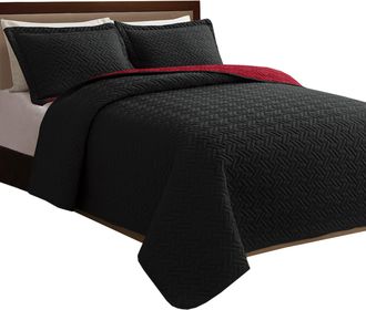 Elegant Comfort 3-Piece Majestic Quilted Reversible Bedspread Coverlet Set