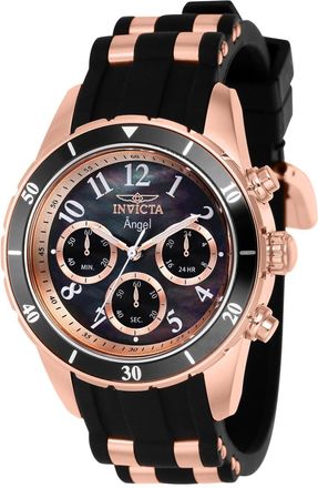 Invicta Angel 38756 Dames Horloge - Quartz Uurwerk - Roestvrij Staal met zwarte Wijzerplaat - 40mm