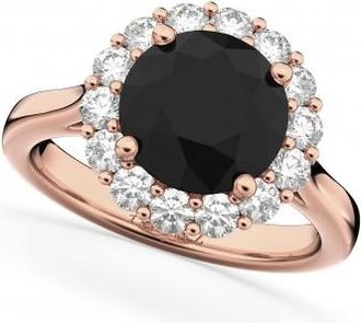 Allurez Round Lab Black Lab Grown Diamond & Lab Grown Diamond Engagement Ring 14K Rose Gold (3.20ct)
