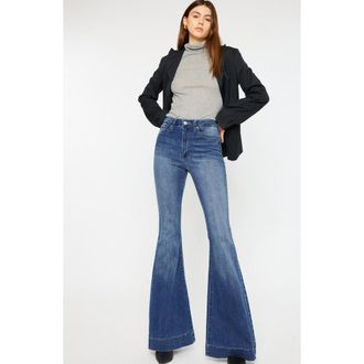 Kancan Braelynn Essentials High Rise Super Flare Jeans in Medium Wash at Nordstrom, Size 29