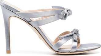 Stuart Weitzman 100mm bow-detail sandals - women - Calf Leather/Calf Leather/Fabric/glass - 38,5 - Grey