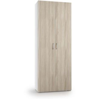 Terraneo Armario Multiusos De 2 Puertas, 1 Caj&oacute;n Y 6 Baldas Interiores, Puertas De Olmo Blanco