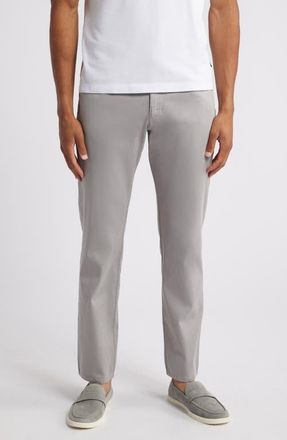 Johnston & Murphy Straight Leg Stretch Pima Cotton Pants in Light Gray at Nordstrom, Size 38