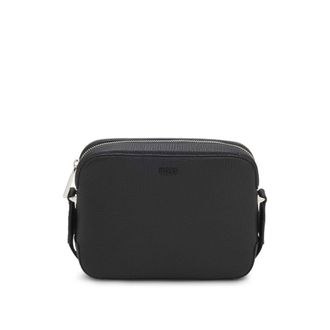 BOSS Grained-leather crossbody bag with logo