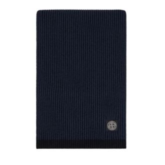 Stone Island Winter Scarves, male, Blue, Size: ONE SIZE Scarf with vanis&eacute; ribbing and Compass patch
