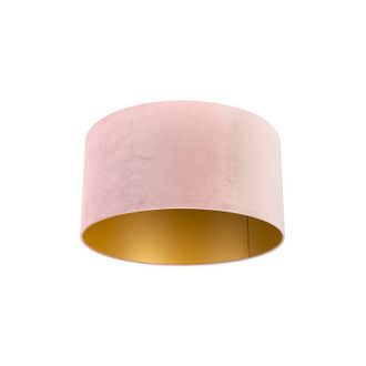 QAZQA Qazqa Algod&oacute;n Pantalla De L&aacute;mpara De Terciopelo Rosa 50/50/25 Con Interior Dorado