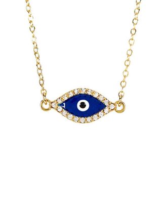 Sterling Forever 14K Plated Cz & Enamel Evil Eye Pendant Necklace