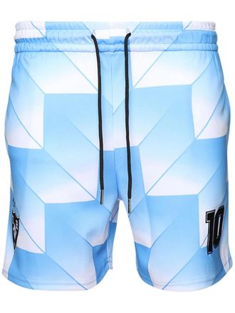 United Rivers Soccer zwembroek met geometrische print en trekkoord - Blauw