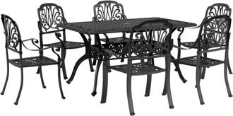 vidaXL 7 Piece Garden Dining Set Black Cast Aluminium vidaXL