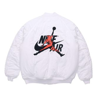 Nike Jordan Air Jordan Wings MA-1 logo Printing Stay Warm Casual Jacket White AV2599-100