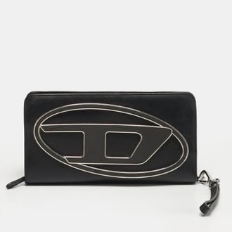 Diesel 1Dr Black Leather Wallet On Strap