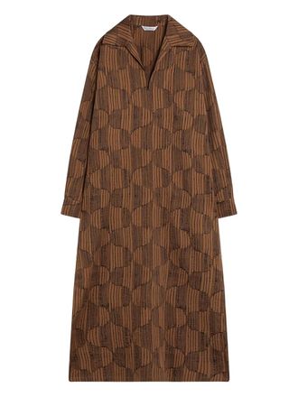 Max Mara Blousejurk met geometrische print - Bruin