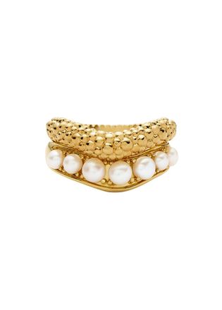 Missoma Pearl Baya 18kt Gold-plated Stacking Ring set - N (UK N / US 6.75)