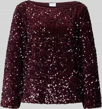 Vila Blusenshirt mit Paillettenbesatz Modell FAITH in Pflaume, Größe XS
