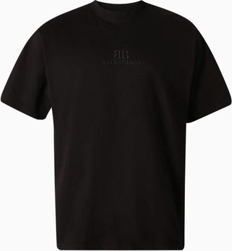Balenciaga Geborduurd Logo T-shirt - unisex - T-shirts - Zwart - M - Katoen - Tops