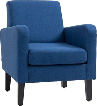 HOMCOM Homcom - Modern Armchair Accent Chair with Rubber Wood Legs for Bedroom Blue