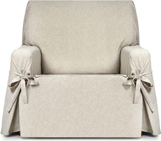 Eysa Funda de sill&oacute;n hidr&oacute;fugo 1 plaza con lazos crudo 80-120 cm