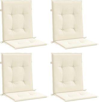vidaXL Cojín silla jardín respaldo bajo 4 uds tela Oxford crema Vidaxl