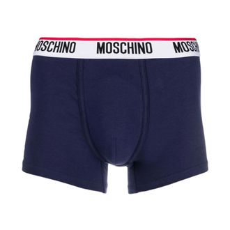 Moschino Bottoms, male, Blue, Size: XS Blue Cotton Jersey Logo Waistband Underwear