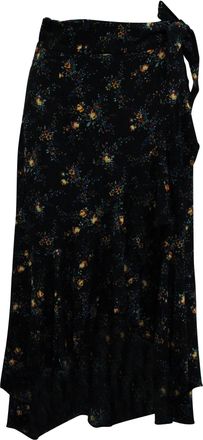 Sandro Sandro Floral Print Asymmetric Skirt in Black Viscose