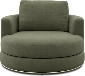 Castlery Hamilton Swivel Armchair 39.4 Customized, (Performance Fleece) Moss, Spill Resistant, 360-&deg; Swivel for Men