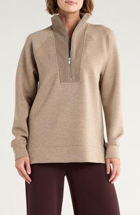 Spanx Air Essentials Brushed Half-Zip Sweatshirt in Birch Heather at Nordstrom Rack, Size X-Small