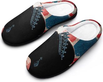 Generic Vintage Queen Flag of The United Kingdom Mens Slippers Comfortable And Non-slip Cotton Slipper Shoe for House