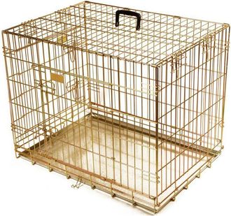 Record Gabbia pieghevole in metallo ottonato per cani e gatti: cm 78x55x61 h