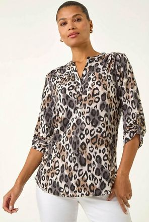 Roman Animal Print Stretch Blouse