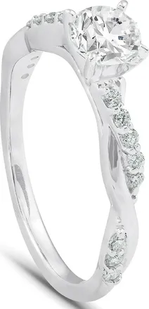 Pompeii3 3/4Ct Diamond Infinity Engagement Ring Set 14k White Gold Maching Woven Band