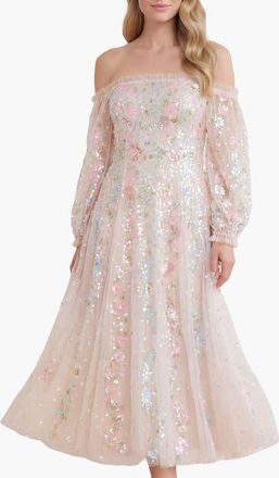 Needle & Thread Confetti Gloss Off-Shoulder Dress in Cream/bright at Nordstrom, Size 10