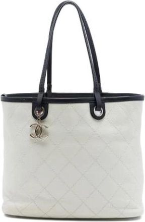 Chanel Pre-owned Shopping Fever Tote - Dames - Vintage Shopper - Wit - ONE Size - Leer - Vintage
