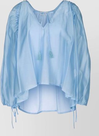 Ermanno Scervino loose blouse top ruched sleeves tassel ties