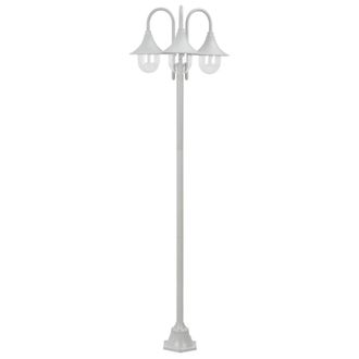 Berkfield Home Garden Post Light E27 220 cm Aluminium 3-Lantern White