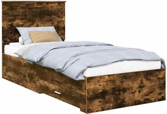 vidaXL Bed Frame with Headboard Smoked Oak 90 x 200 cm Engineered Wood vidaXL