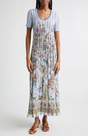 Etro Short Sleeve Sweater Dress in Multicolor On Pale Blue Base at Nordstrom, Size 10 Us