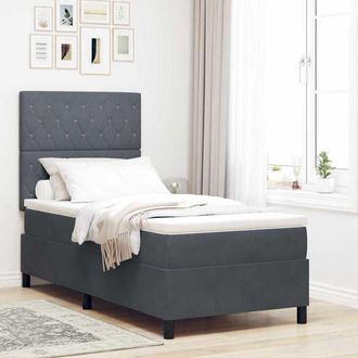 vidaXL Vidaxl - Cama Tipo Box Spring Gris Oscuro 100 X 200 Cm Terciopelo