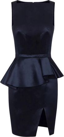 Elisabetta Franchi Mini jurk van gazar met ruche - Dames - Feestkleedjes - Blauw - S - Polyester - Kleedjes