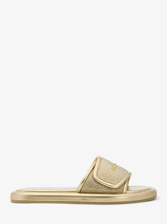 Michael Kors Suki Embellished Metallic Slide Sandal