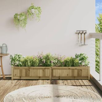 Berkfield Home Beautiful Garden Planter 180x31x31 cm Impregnated Wood Pine in Brown | Size: 180 x 31 x 31 cm