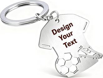 Generic Personalized Football Name Number Keychain - Custom Stainless Steel Keyring For Boys - Soccer Player Gifts For Birthday Christmas Graduation - Just A 