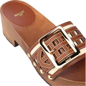 Bally Ellin 6238126 Womens Natural Cotton Wood Buckled Sandals