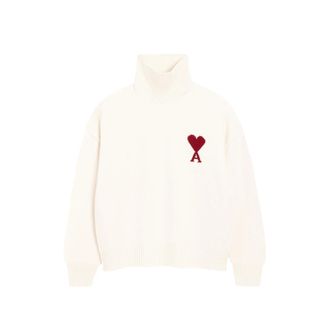 Ami Logo-detail Roll-neck Sweater