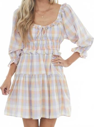 Entro Picnic Plaid Mini Dress In Pastel