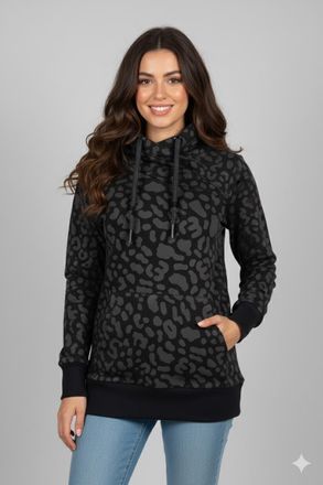 Ragwear Sweatshirt RAGWEAR NESKA LEO O, Damen, Gr. XXL, schwarz, Sweatware, Obermaterial: 70% Baumwolle, 30% Polyester, bedruckt, gemustert, figurbetont norma