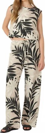 Dex Clothing Wide Leg Drawstring Trousers In Abstract Leaf