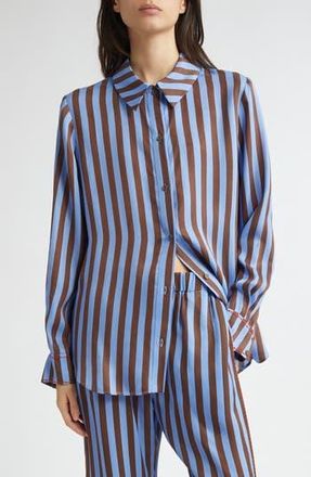 Stine Goya Stripe Button-Up Shirt in Embroidery Stripe at Nordstrom Rack, Size Xx-Small