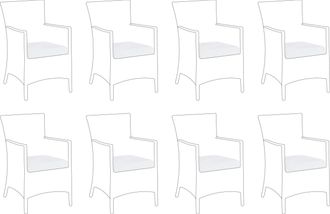 Beliani Conjunto De 8 Fundas De Coj&iacute;n Para Silla De Jard&iacute;n Fundas De Coj&iacute;n Para Exterior Blanco Crema Italia
