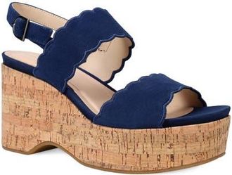 Pelle Moda Cicel Slingback Platform Wedge Sandal in Midnight at Nordstrom, Size 7.5