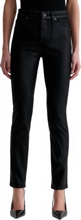 AG - Adriano Goldschmied Mari Mid Rise Slim Straight Jeans In Leatherette Super Black